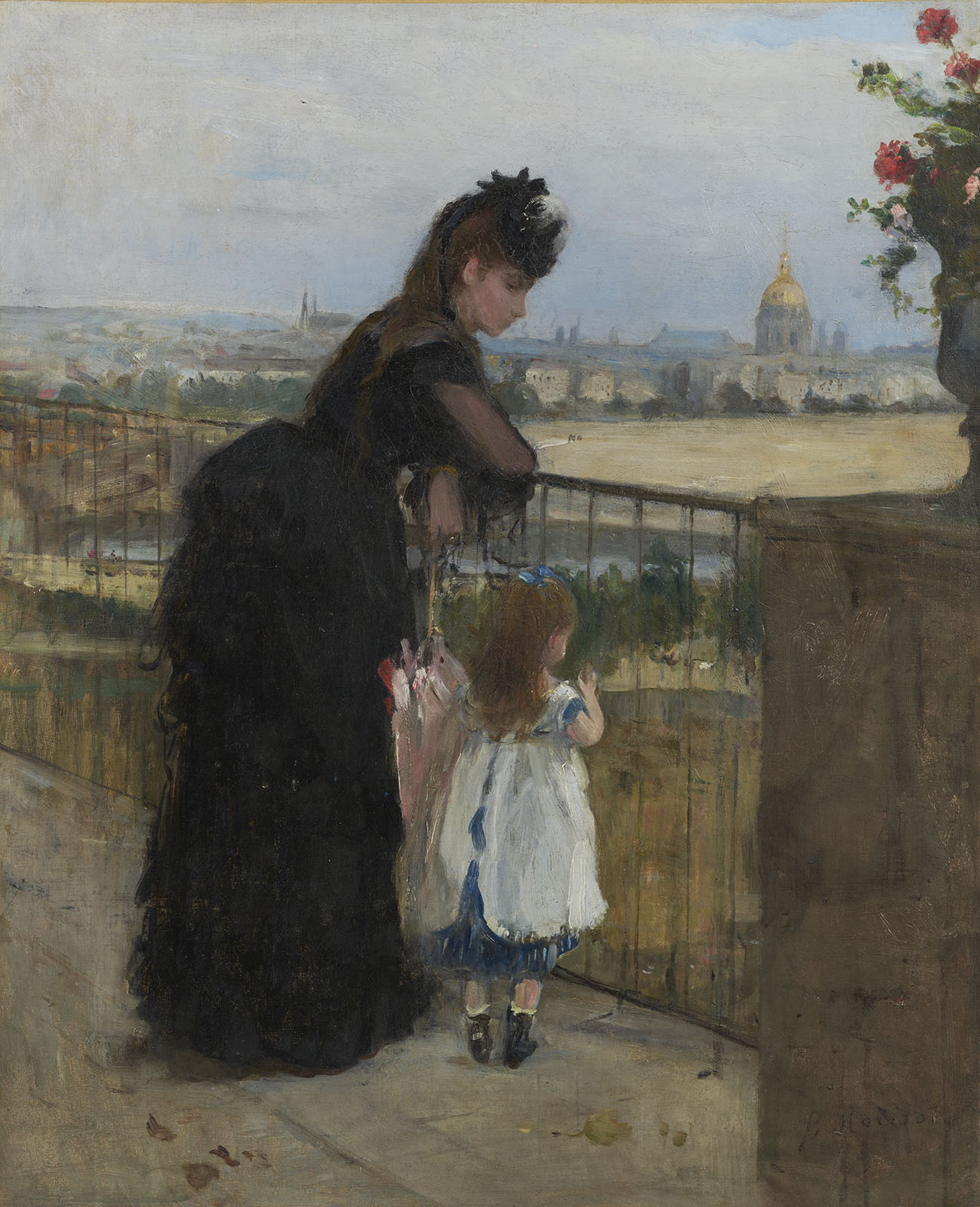 ベルト・モリゾ《バルコニーの女と子ども》1872年