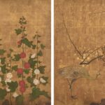 尾形光琳《孔雀立葵図屛風》江戸時代　18世紀